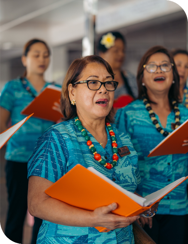 The 'Ilima Chorus, performs traditional Hawaiian songs every Friday at 11:30 AM in the lobby