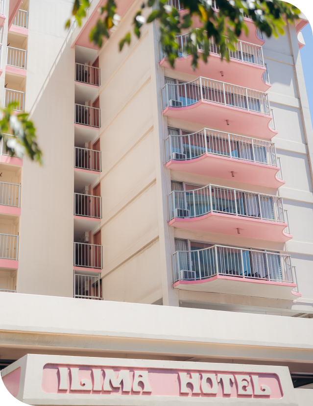 The front of the Ilima Hotel in Waikiki